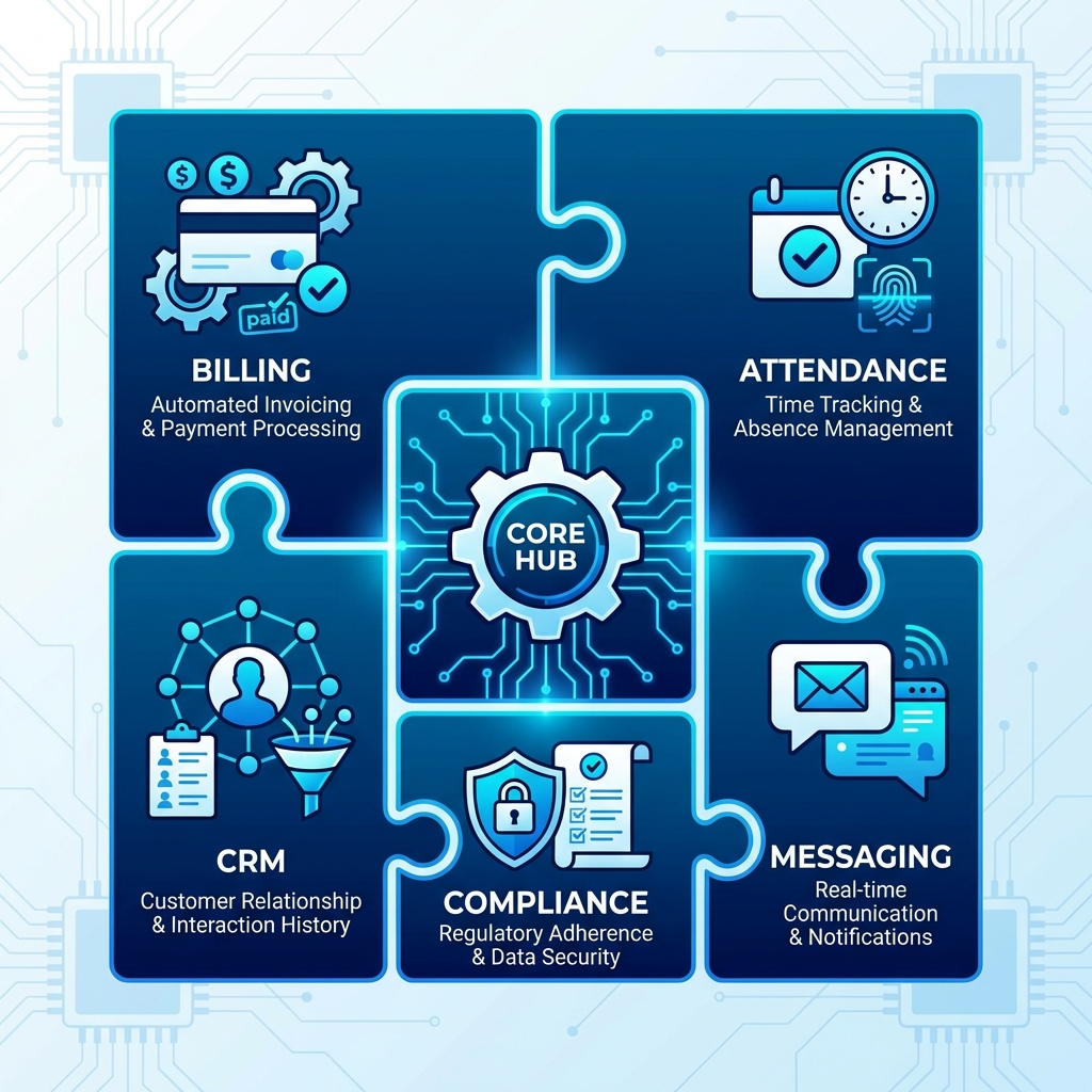 Modern childcare management software interface for: Childcare Management Software: 5 Essential Features related to Billing
