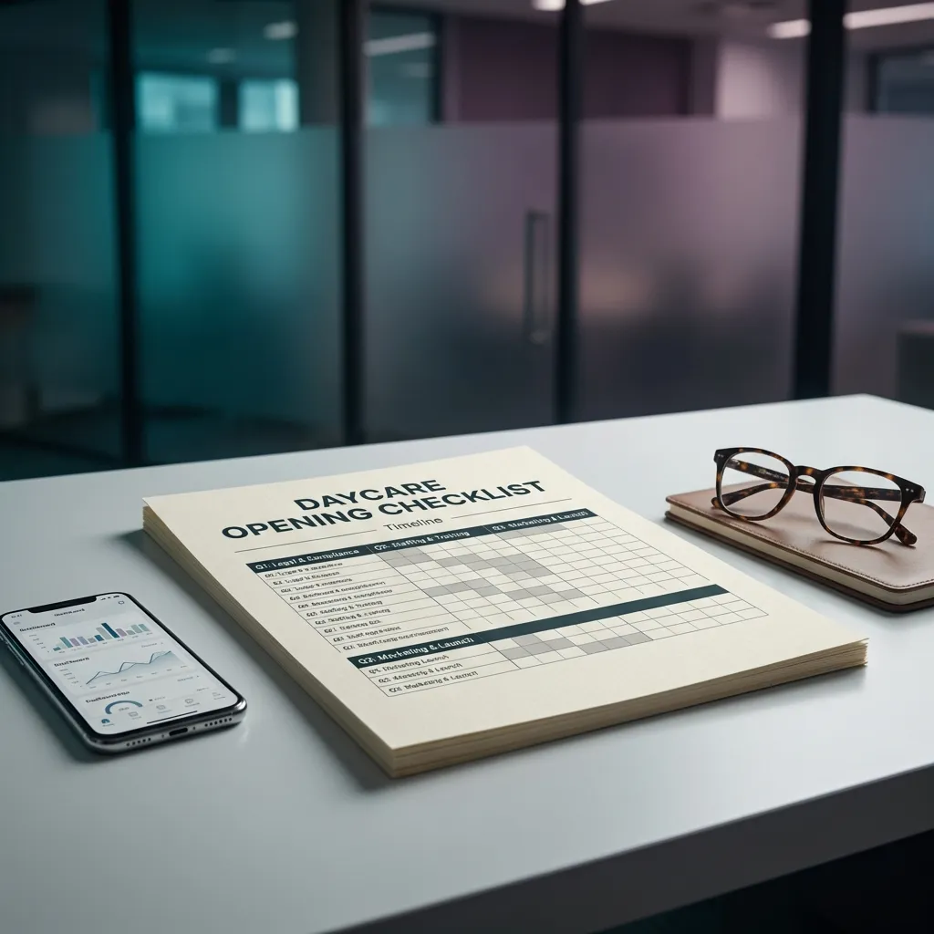 Strategic roadmap checklist displaying the critical steps to opening a childcare center